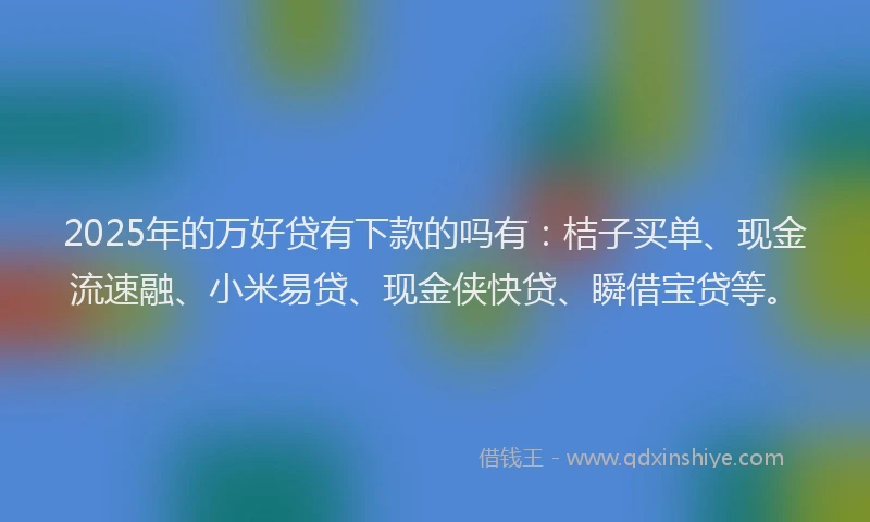 2025年的万好贷有下款的吗有：桔子买单、现金流速融、小米易贷、现金侠快贷、瞬借宝贷等。