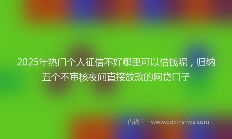 2025年热门个人征信不好哪里可以借钱呢，归纳五个不审核夜间直接放款的网贷口子