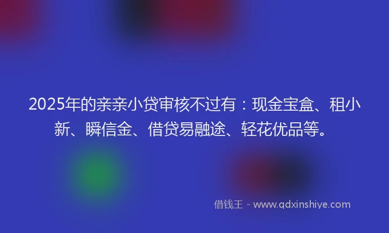 2025年的亲亲小贷审核不过有：现金宝盒、租小新、瞬信金、借贷易融途、轻花优品等。