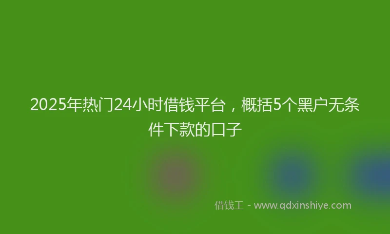 2025年热门24小时借钱平台，概括5个黑户无条件下款的口子