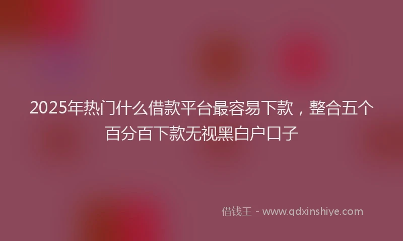 2025年热门什么借款平台最容易下款，整合五个百分百下款无视黑白户口子