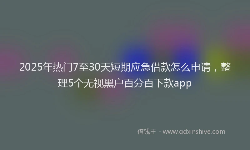 2025年热门7至30天短期应急借款怎么申请，整理5个无视黑户百分百下款app