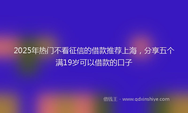 2025年热门不看征信的借款推荐上海，分享五个满19岁可以借款的口子