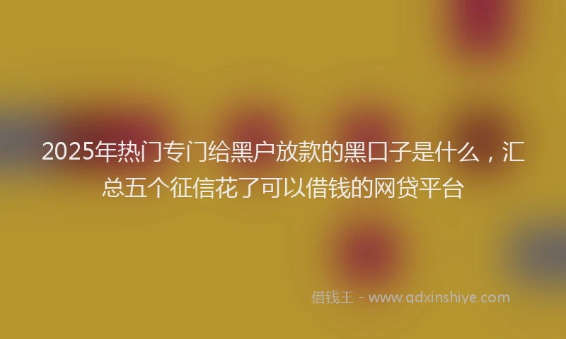2025年热门专门给黑户放款的黑口子是什么，汇总五个征信花了可以借钱的网贷平台