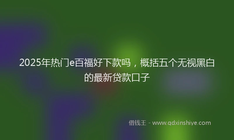 2025年热门e百福好下款吗，概括五个无视黑白的最新贷款口子