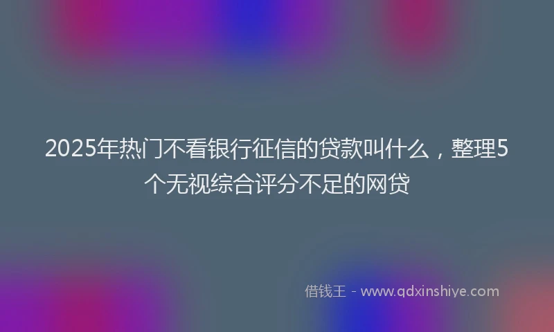 2025年热门不看银行征信的贷款叫什么，整理5个无视综合评分不足的网贷