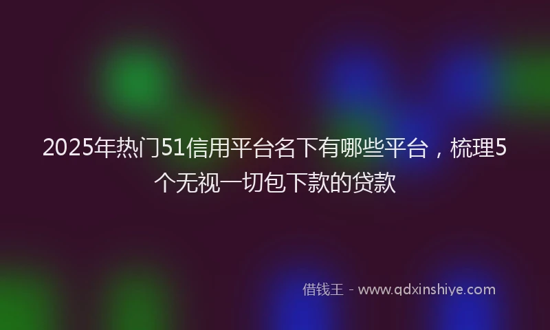 2025年热门51信用平台名下有哪些平台，梳理5个无视一切包下款的贷款