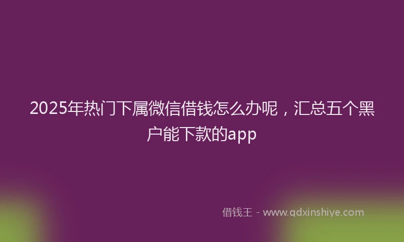 2025年热门下属微信借钱怎么办呢，汇总五个黑户能下款的app