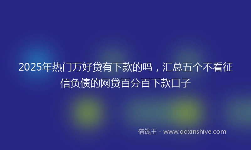 2025年热门万好贷有下款的吗，汇总五个不看征信负债的网贷百分百下款口子