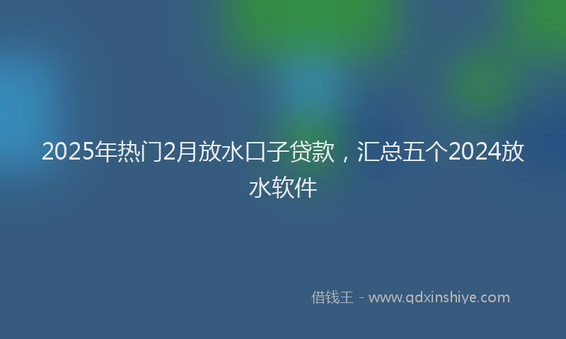 2025年热门2月放水口子贷款，汇总五个2024放水软件