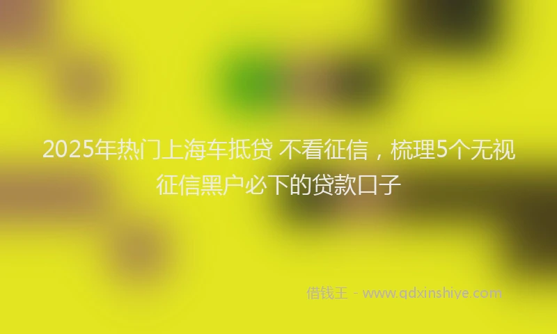2025年热门上海车抵贷 不看征信，梳理5个无视征信黑户必下的贷款口子