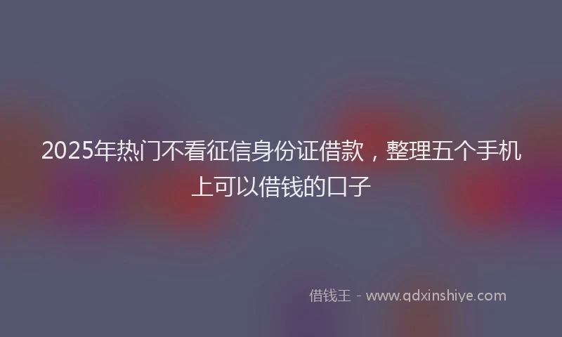 2025年热门不看征信身份证借款，整理五个手机上可以借钱的口子