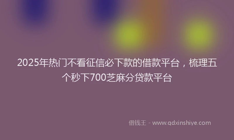 2025年热门不看征信必下款的借款平台，梳理五个秒下700芝麻分贷款平台