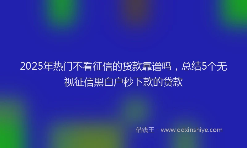 2025年热门不看征信的货款靠谱吗，总结5个无视征信黑白户秒下款的贷款