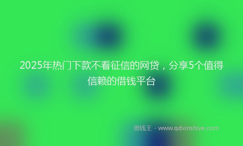 2025年热门下款不看征信的网贷，分享5个值得信赖的借钱平台