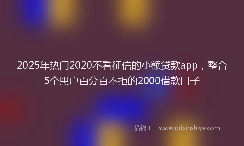 2025年热门2020不看征信的小额贷款app，整合5个黑户百分百不拒的2000借款口子