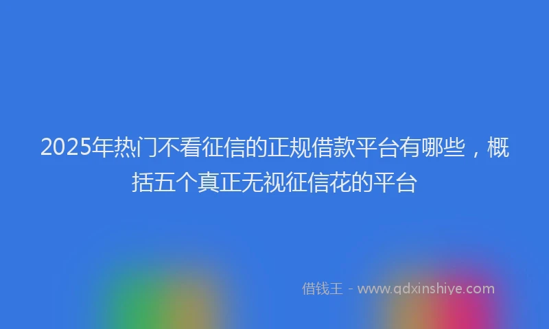 2025年热门不看征信的正规借款平台有哪些，概括五个真正无视征信花的平台