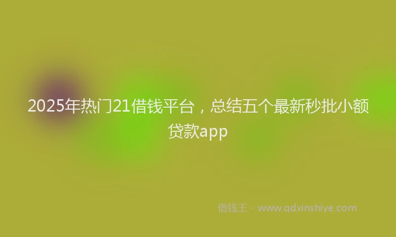 2025年热门21借钱平台，总结五个最新秒批小额贷款app