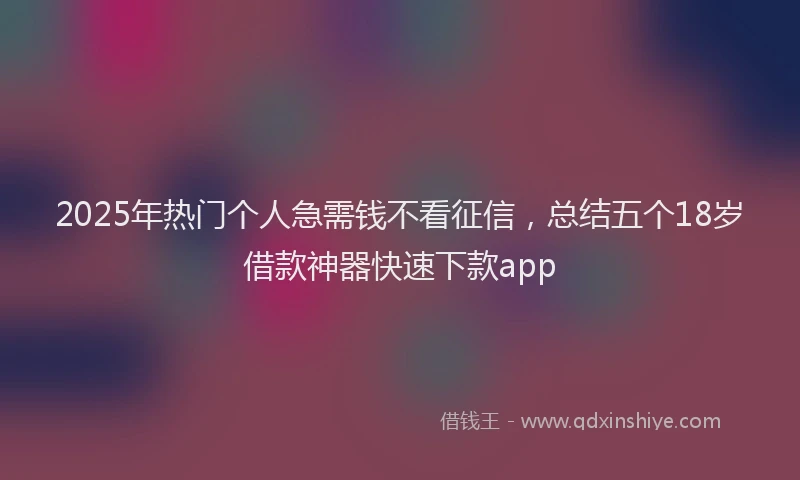 2025年热门个人急需钱不看征信，总结五个18岁借款神器快速下款app