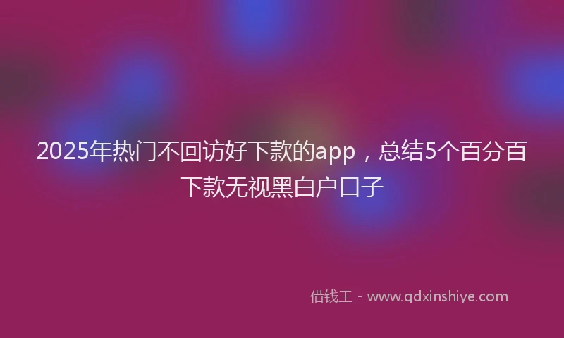 2025年热门不回访好下款的app，总结5个百分百下款无视黑白户口子