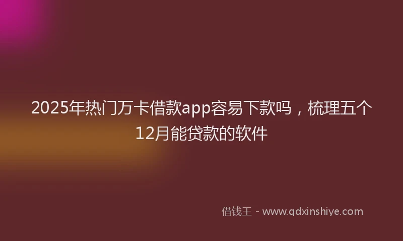 2025年热门万卡借款app容易下款吗，梳理五个12月能贷款的软件