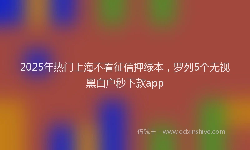 2025年热门上海不看征信押绿本，罗列5个无视黑白户秒下款app