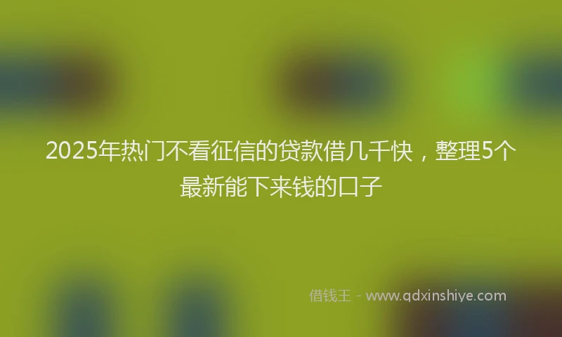 2025年热门不看征信的贷款借几千快，整理5个最新能下来钱的口子