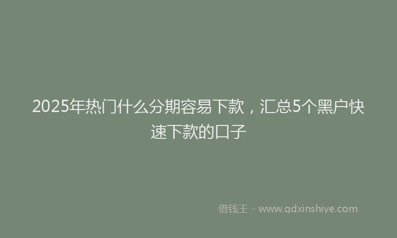 2025年热门什么分期容易下款，汇总5个黑户快速下款的口子