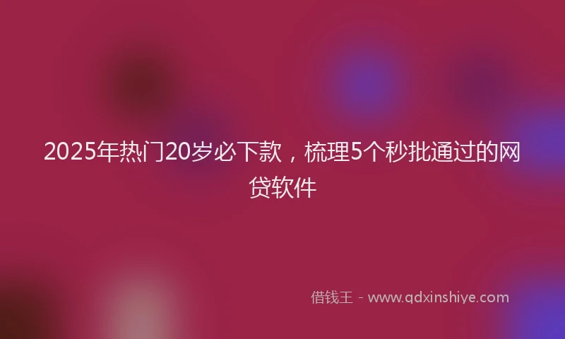 2025年热门20岁必下款，梳理5个秒批通过的网贷软件