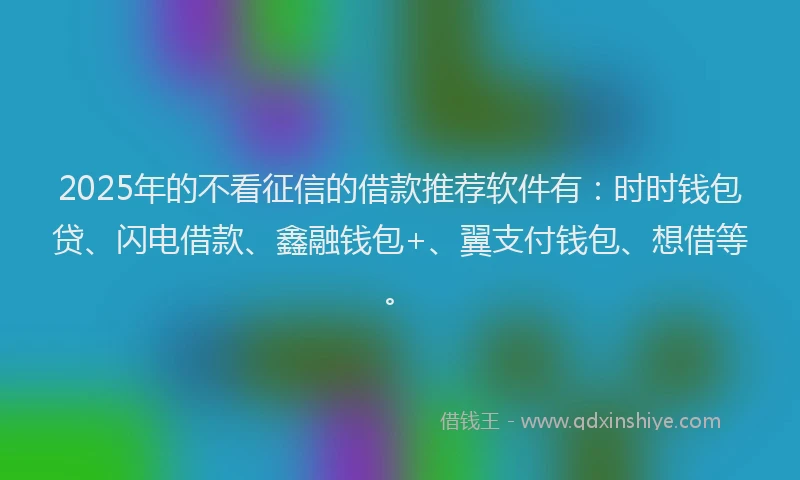 2025年的不看征信的借款推荐软件有：时时钱包贷、闪电借款、鑫融钱包+、翼支付钱包、想借等。