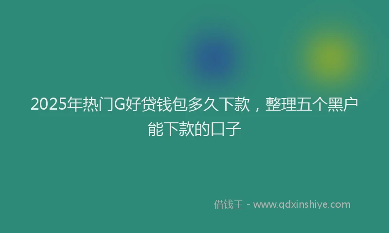 2025年热门G好贷钱包多久下款，整理五个黑户能下款的口子