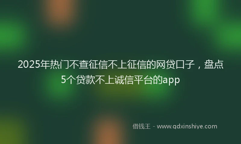 2025年热门不查征信不上征信的网贷口子，盘点5个贷款不上诚信平台的app