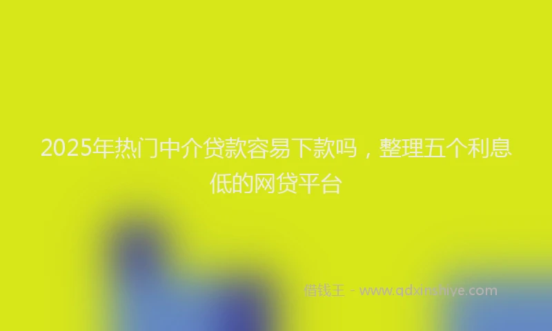 2025年热门中介贷款容易下款吗，整理五个利息低的网贷平台
