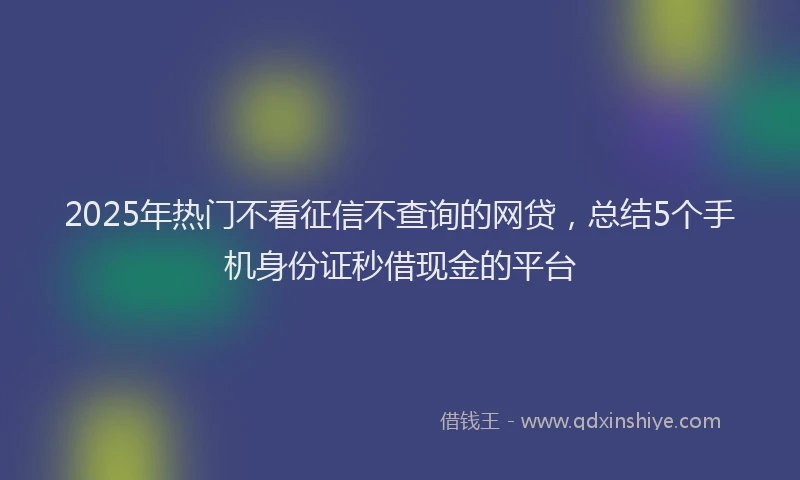 2025年热门不看征信不查询的网贷，总结5个手机身份证秒借现金的平台