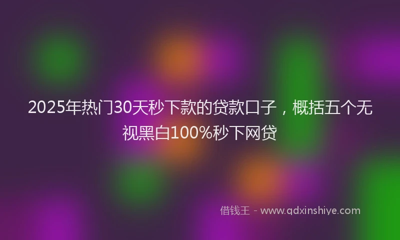 2025年热门30天秒下款的贷款口子，概括五个无视黑白100%秒下网贷
