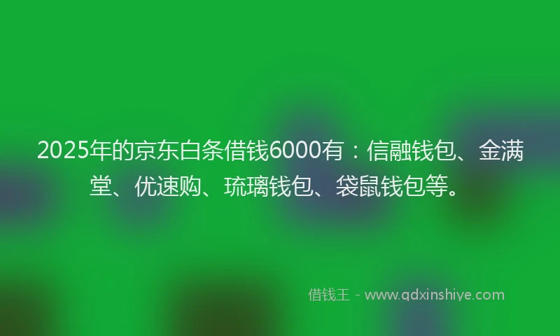 2025年的京东白条借钱6000有：信融钱包、金满堂、优速购、琉璃钱包、袋鼠钱包等。