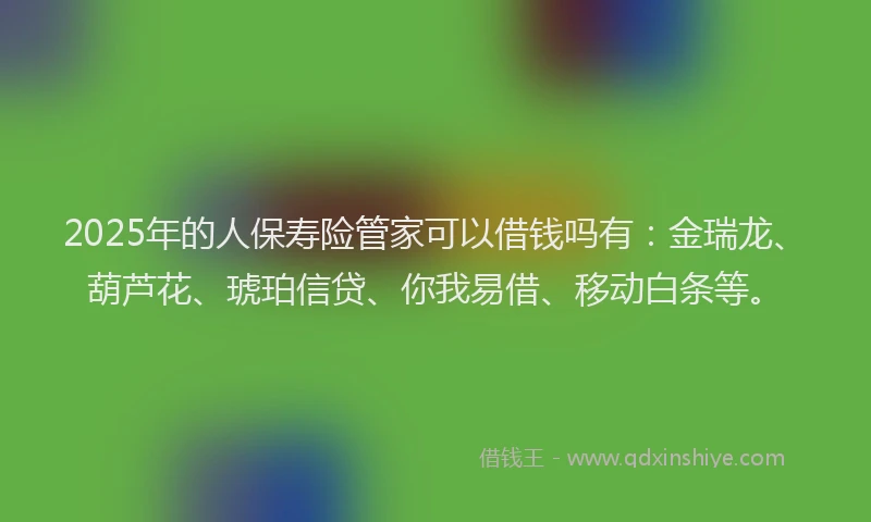2025年的人保寿险管家可以借钱吗有：金瑞龙、葫芦花、琥珀信贷、你我易借、移动白条等。