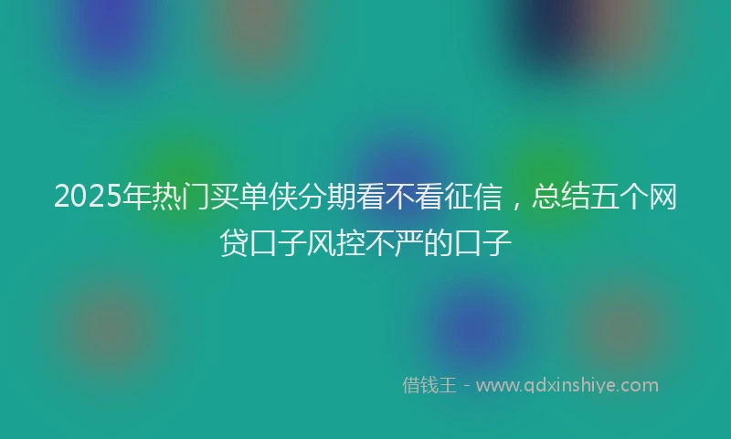 2025年热门买单侠分期看不看征信，总结五个网贷口子风控不严的口子