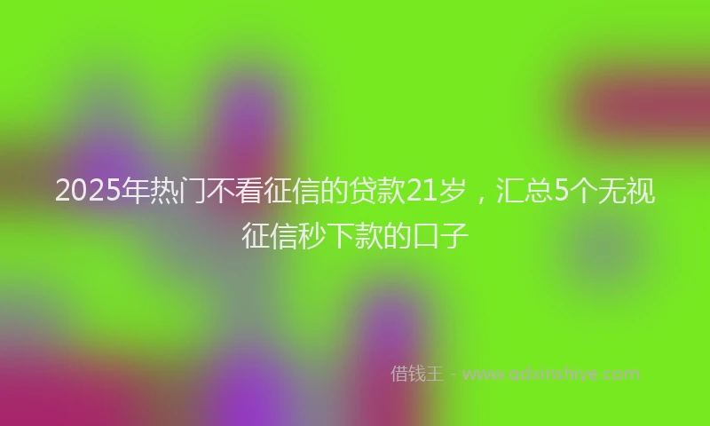 2025年热门不看征信的贷款21岁，汇总5个无视征信秒下款的口子