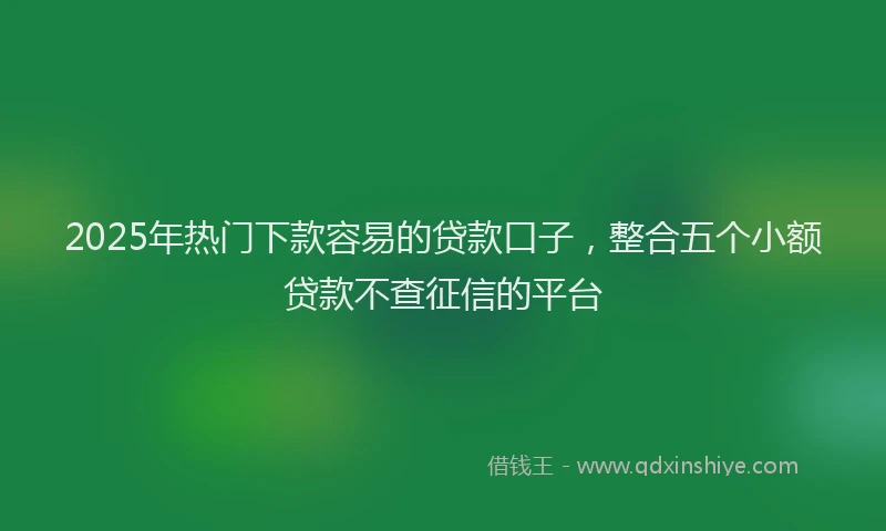 2025年热门下款容易的贷款口子，整合五个小额贷款不查征信的平台