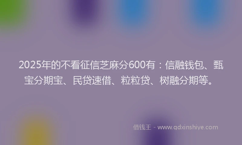 2025年的不看征信芝麻分600有：信融钱包、甄宝分期宝、民贷速借、粒粒贷、树融分期等。