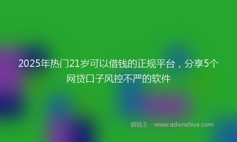 2025年热门21岁可以借钱的正规平台，分享5个网贷口子风控不严的软件