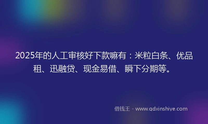 2025年的人工审核好下款嘛有：米粒白条、优品租、迅融贷、现金易借、瞬下分期等。