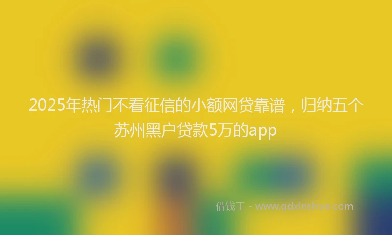 2025年热门不看征信的小额网贷靠谱，归纳五个苏州黑户贷款5万的app
