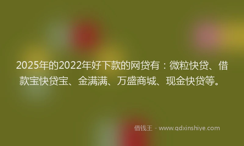 2025年的2022年好下款的网贷有：微粒快贷、借款宝快贷宝、金满满、万盛商城、现金快贷等。
