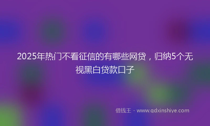 2025年热门不看征信的有哪些网贷，归纳5个无视黑白贷款口子