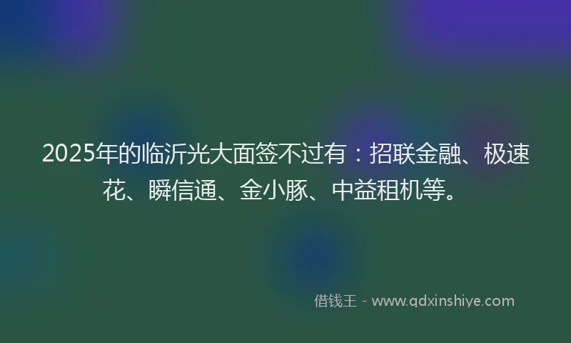 2025年的临沂光大面签不过有：招联金融、极速花、瞬信通、金小豚、中益租机等。