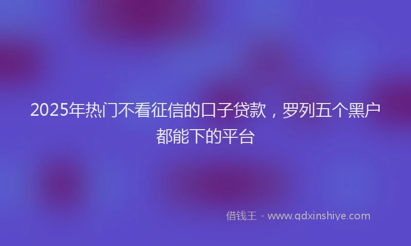 2025年热门不看征信的口子贷款，罗列五个黑户都能下的平台