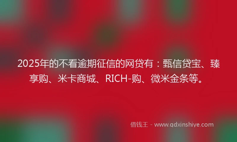 2025年的不看逾期征信的网贷有：甄信贷宝、臻享购、米卡商城、RICH-购、微米金条等。