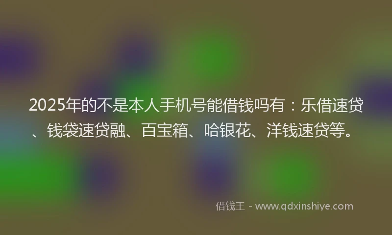 2025年的不是本人手机号能借钱吗有：乐借速贷、钱袋速贷融、百宝箱、哈银花、洋钱速贷等。